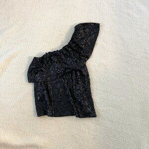 Sequin Asymmetric Off-The-Shoulder Top